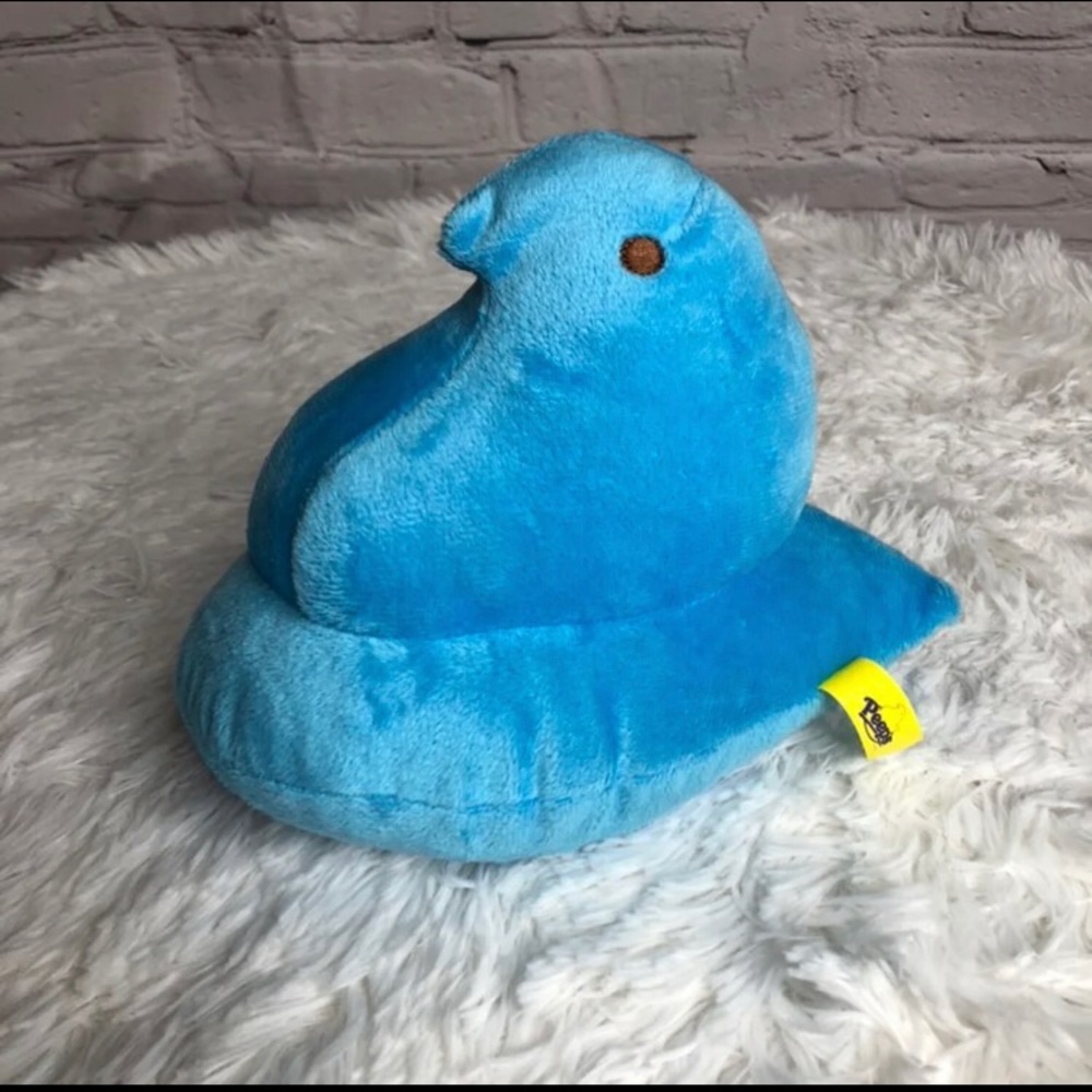 Blue plush / stuffed animal peep chick with beaded bottom